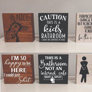 Funny Bathroom Décor - 5x5 custom wooden blocks